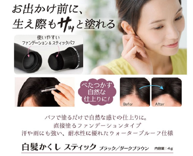 🇯🇵日本 TO-PLAN 一體式白髮粉底筆 |𣊬間遮蓋白髮 Hair Concealer Stick トプラン 白髪かくしスティック ダークブラウン ブラック