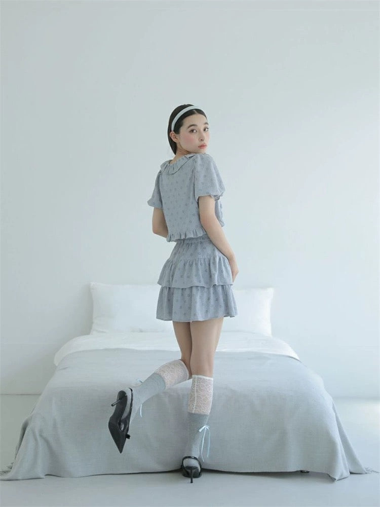 🇯🇵Japan BUBBLES floral lace top 2-piece set ★ Product code🔎 SS-jbb71533