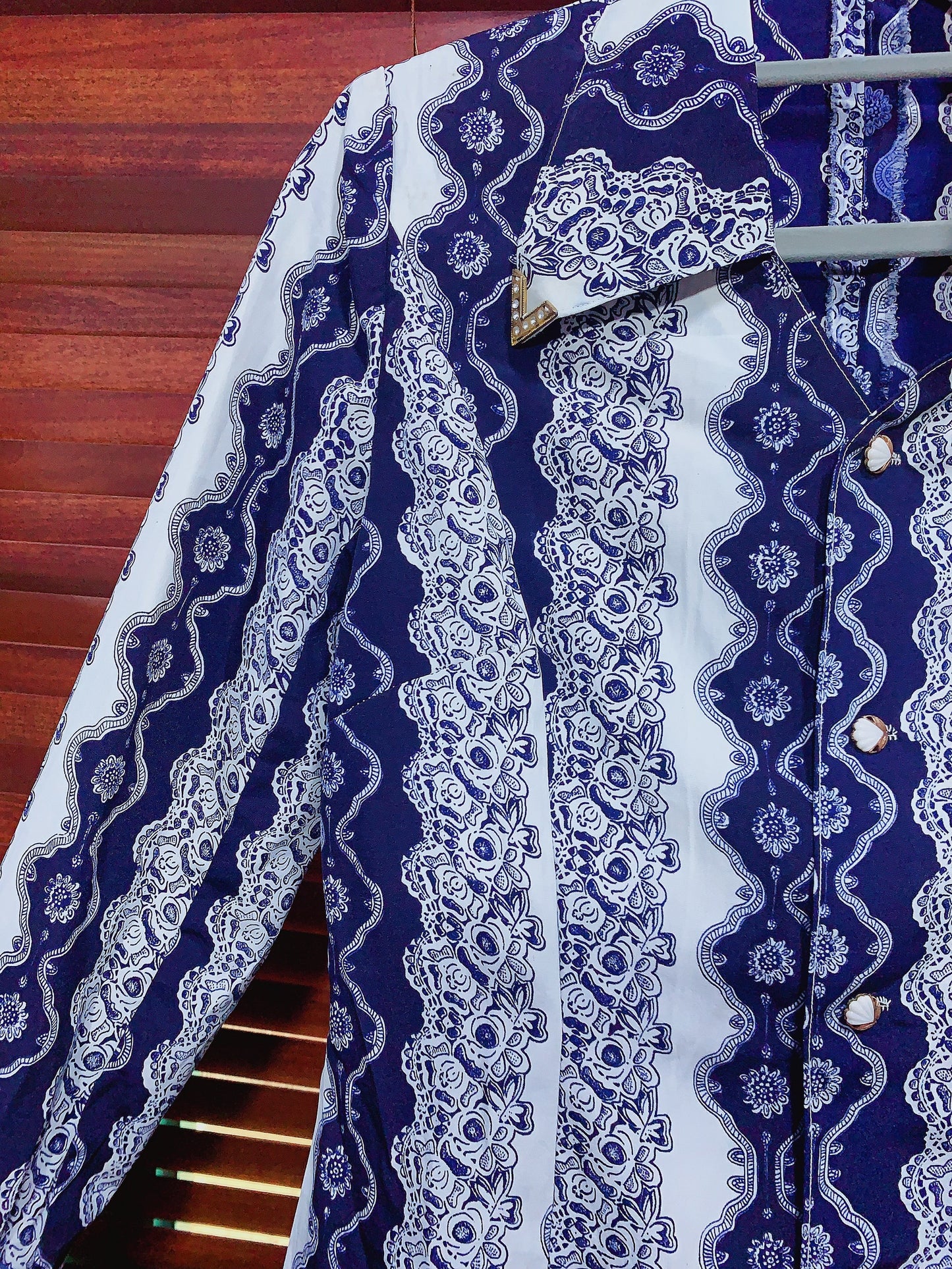 🇯🇵JAPAN Vintage ♡ Clothes Blue and white porcelain top(Top/Shirt/Coat/Skirt/Pants/Dress)| 🇯🇵日本古著 ♡ 衣服 青花瓷風上衣(上衣/花恤/外套/半身裙/褲/連身裙)| 🔎 ss-vin069