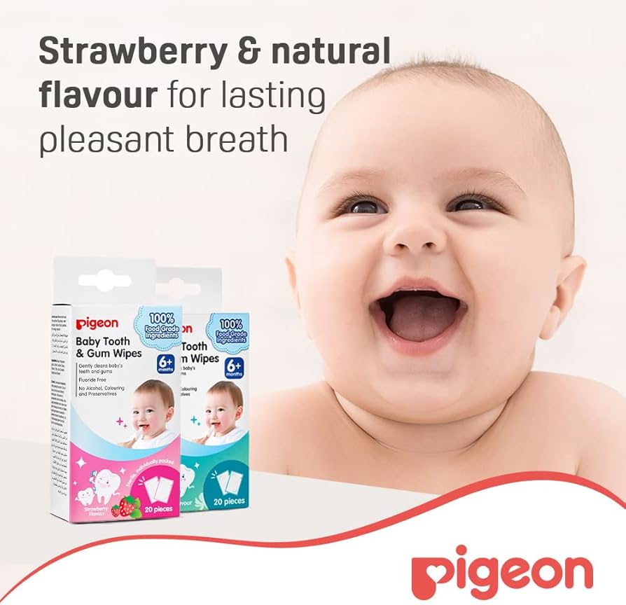 🇯🇵Japanese Pigeon PIGEON Baby Dental Cleaning Cotton mouth tooth cleaning 42 pieces (strawberry flavor)