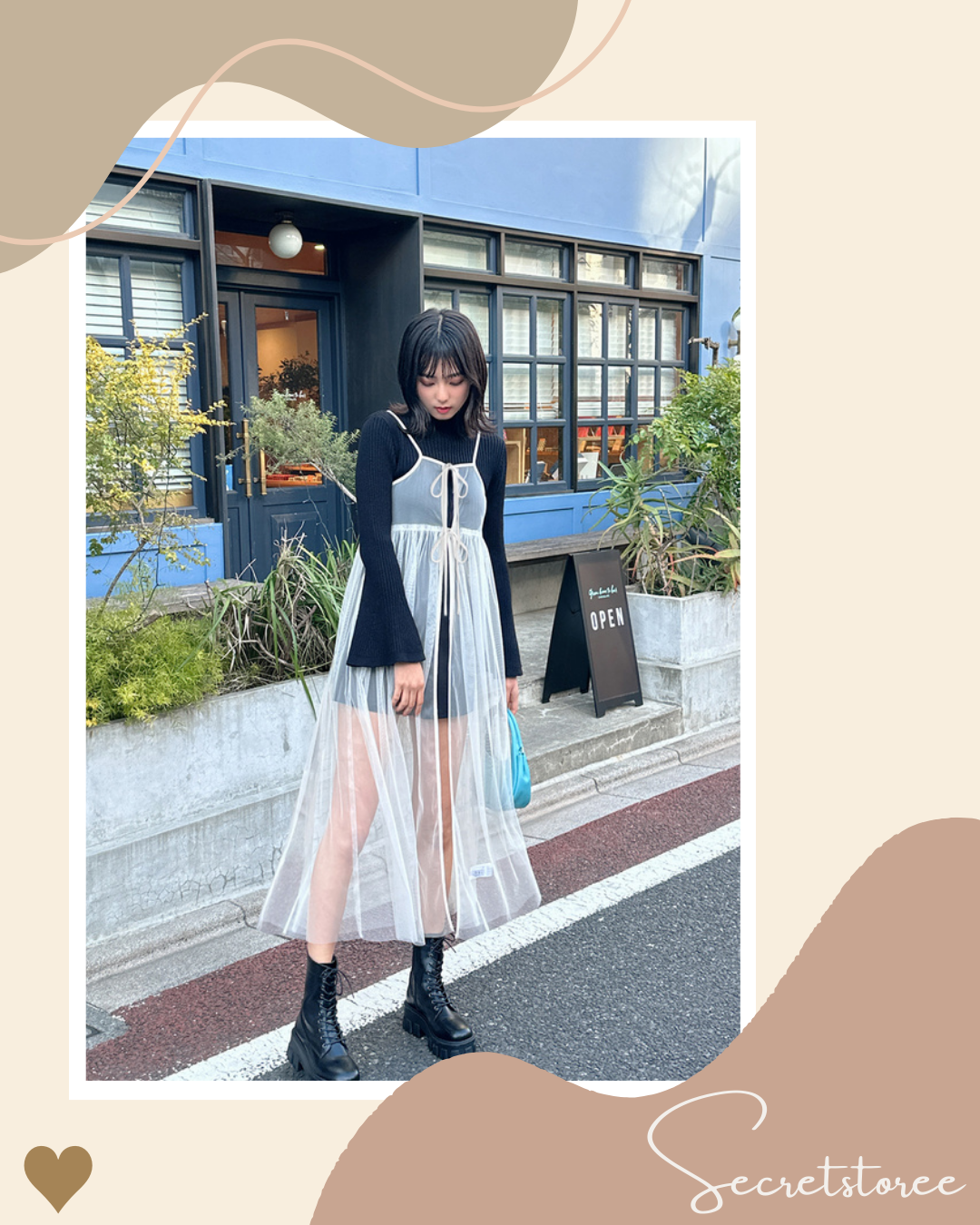 🇯🇵日本|薄紗絲帶吊帶連身裙★ SS-gofo18730