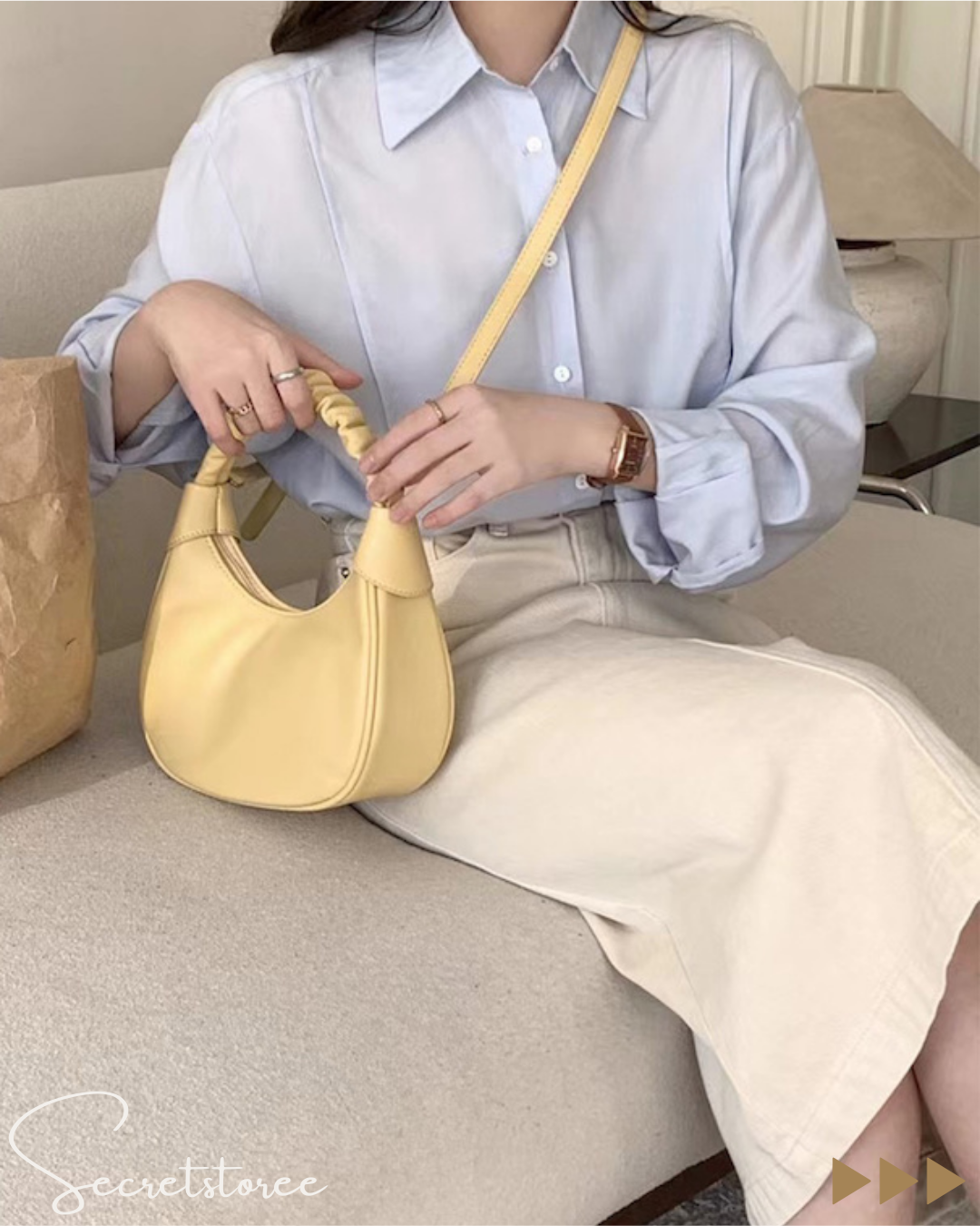 🇯🇵日本|2Way褶皺手提羊角袋 5色入 shoulder bag
★ 產品編號🔎 SS-gat20020