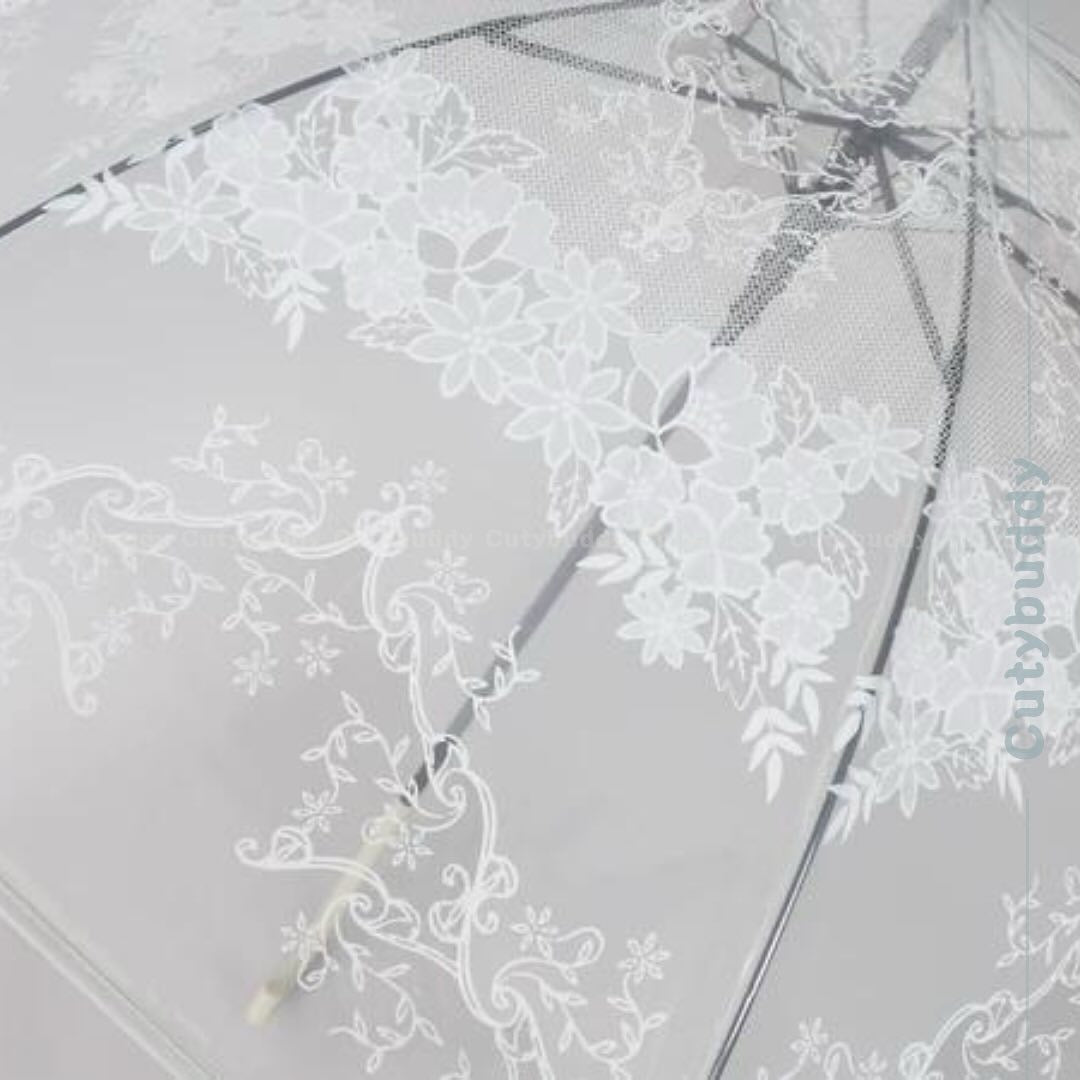 🇯🇵日本 Enchanté Lace pattern fabric umbrella 時尚蕾絲圖案長傘