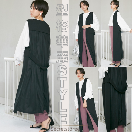 🇯🇵日本|不規則大擺後背薄紗長背心 SS-5130007