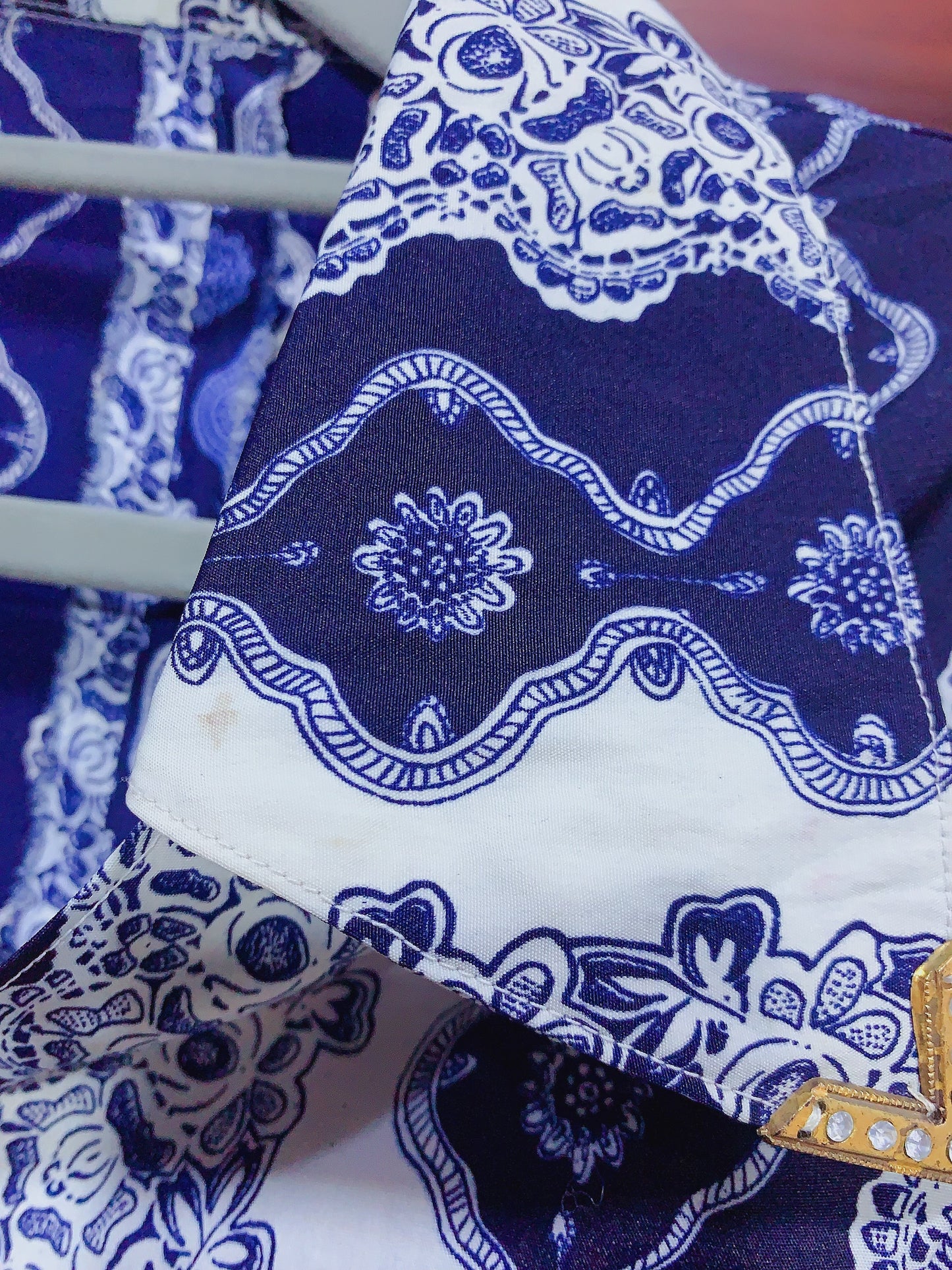🇯🇵JAPAN Vintage ♡ Clothes Blue and white porcelain top(Top/Shirt/Coat/Skirt/Pants/Dress)| 🇯🇵日本古著 ♡ 衣服 青花瓷風上衣(上衣/花恤/外套/半身裙/褲/連身裙)| 🔎 ss-vin069