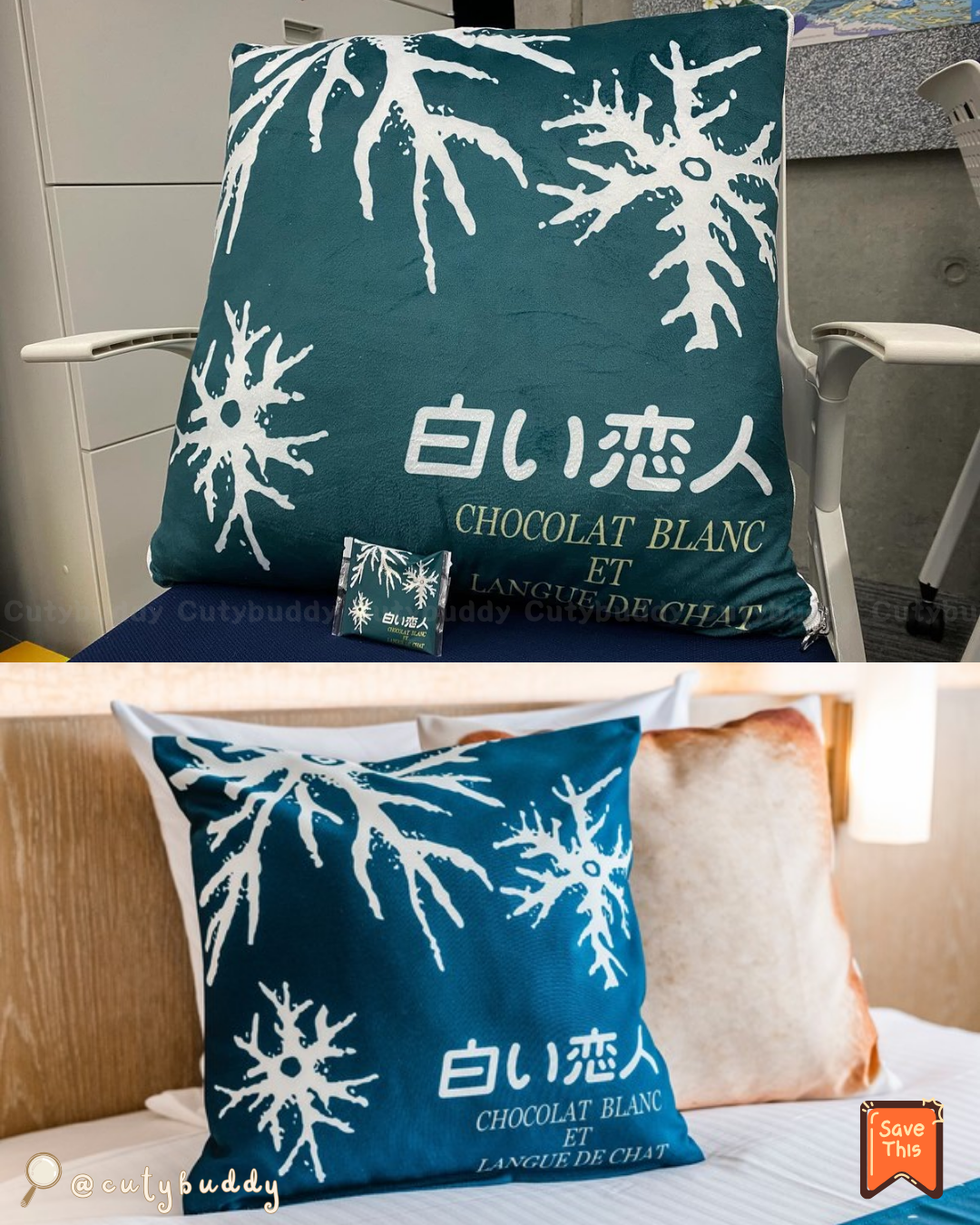 🇯🇵日本 ♡ Shiroi Koibito (White Lover) Cushion 北海道白い恋人雙面抱枕