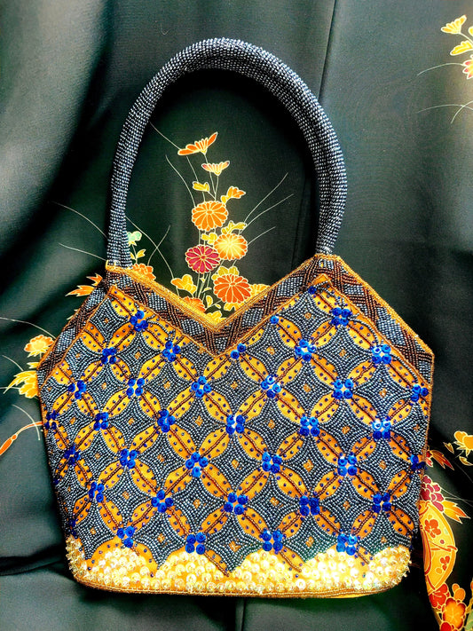 🇯🇵JAPAN Vintage ♡ Bags (Frame Purse/Frame Clutch/Kuchi Bag/Wallet)| 🇯🇵Japanese Vintage ♡ Super Rare Beaded Shoulder Bag (Golden Brocade Nishijin Weaving Japanese Handbag/Golden Cloth Bag/Wallet)|🔎 ss-vin64