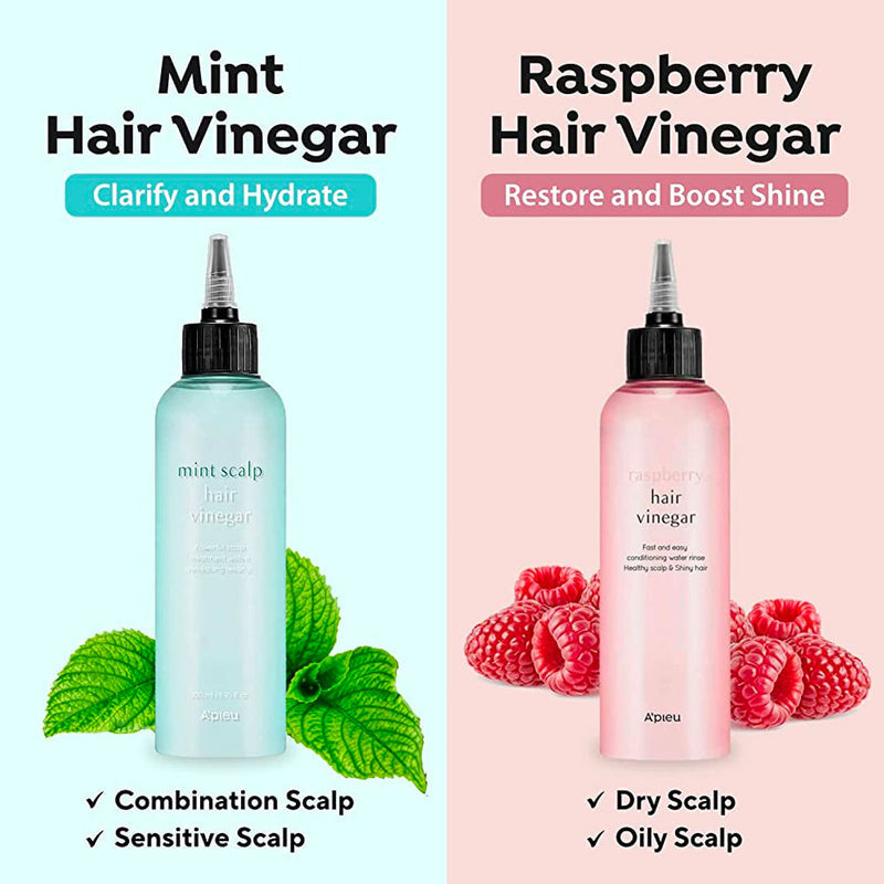 (🇬🇧UK In Stock) 🇰🇷KOREA APIEU Scalp Hair Vinegar (Mint/Raspberry) 200ML 覆盆子果醋 頭皮營養護髮液