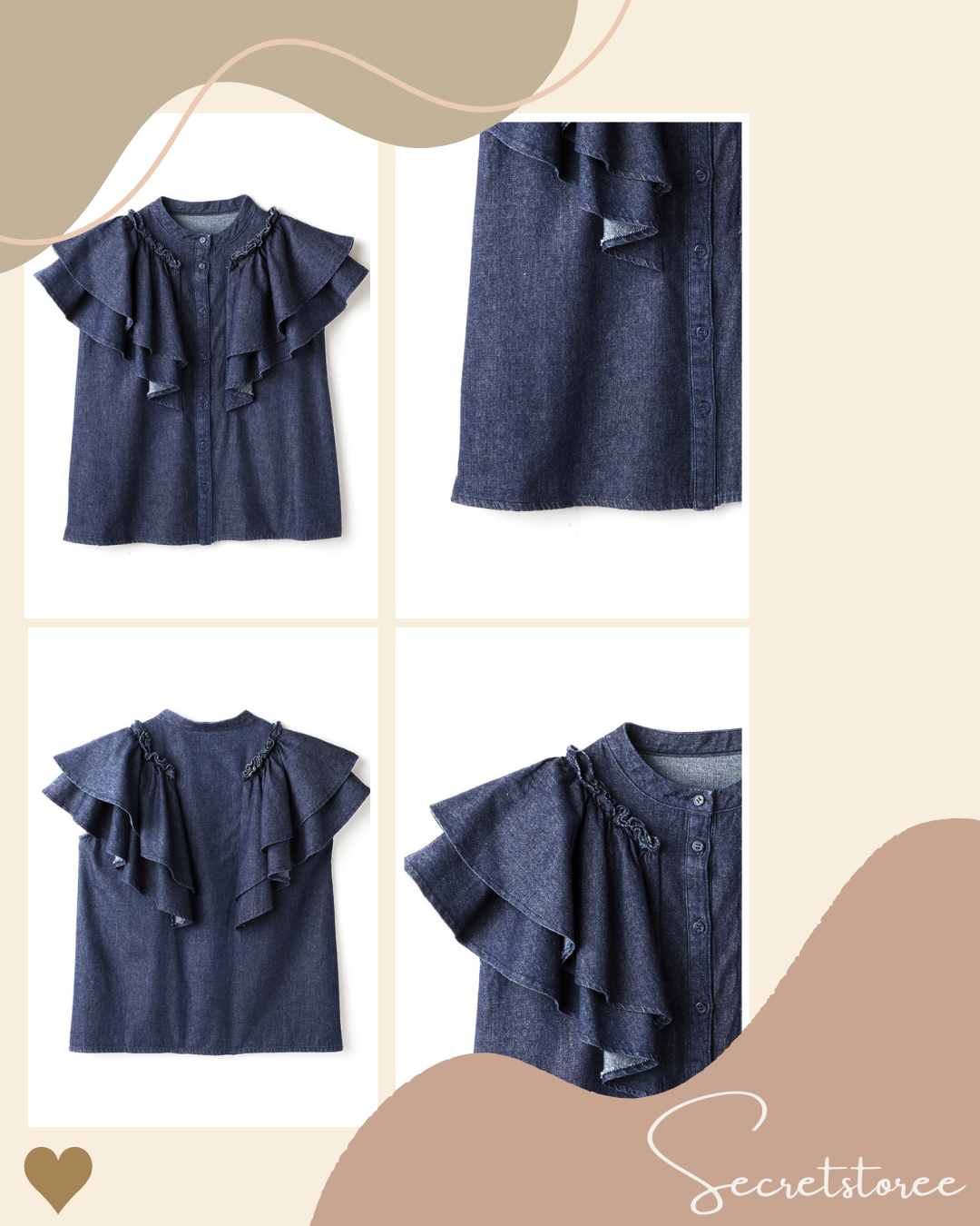 🇯🇵日本|雙荷葉邊牛仔襯衫
★ 產品編號🔎 SS-gtu4100