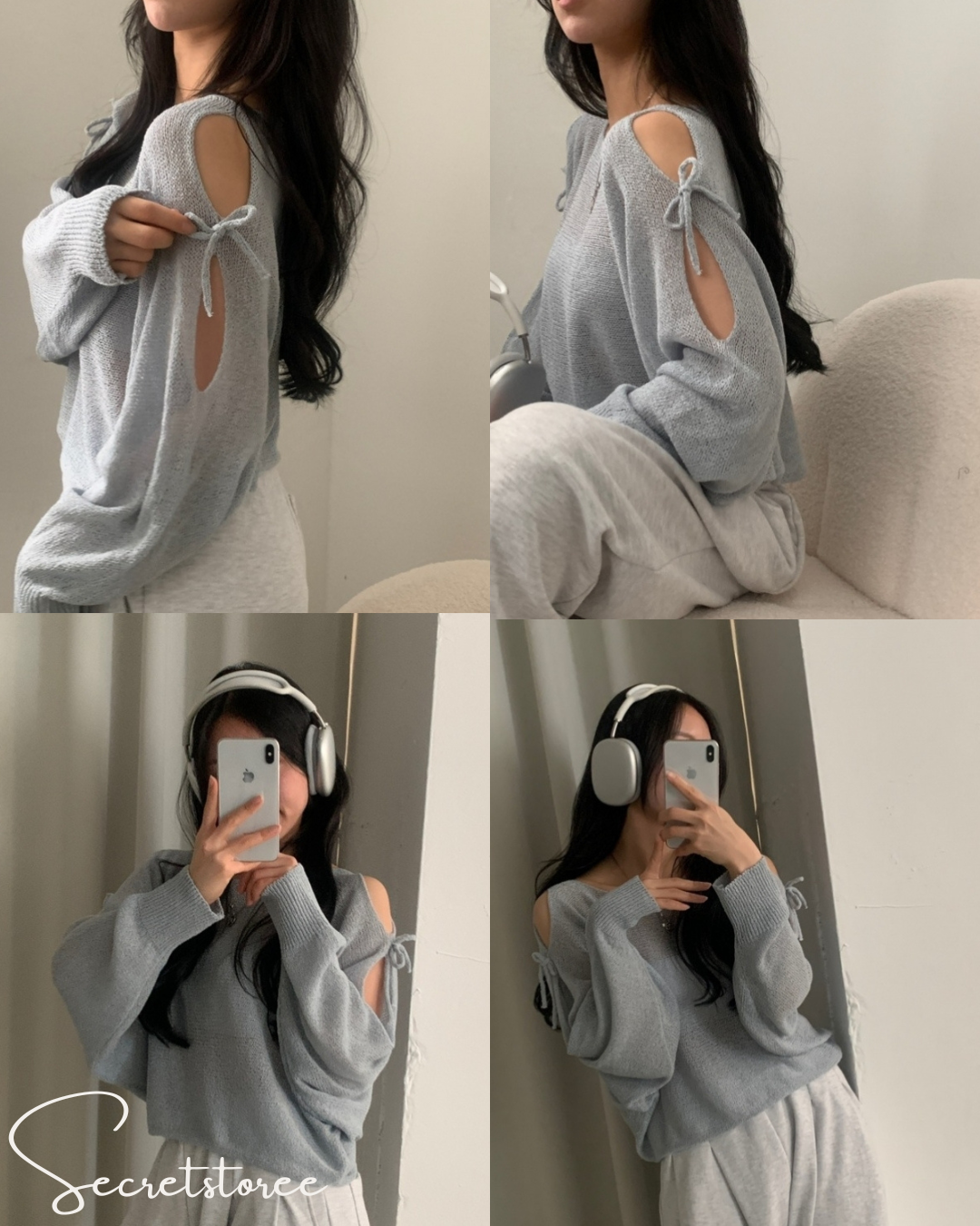 🇰🇷韓國︴蝴蝶結肩部開叉寬鬆款長袖針織衫5種顏色
★ 產品編號🔎 SS-sdwp1f25