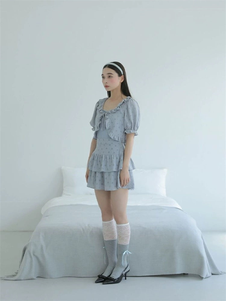 🇯🇵Japan BUBBLES floral lace top 2-piece set ★ Product code🔎 SS-jbb71533