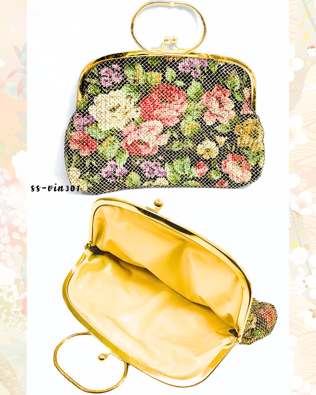 🇯🇵JAPAN Vintage ♡ Bags (Frame Purse/Frame Clutch/Kuchi Bag/Wallet)| 🇯🇵Japanese Vintage♡ Handbags (Golden Nishiki Woven Nishijin Woven Japanese Handbags/Pocket Gold Bags/Wallet)|🔎 ss-vin300 |ss-vin301 |ss-vin302