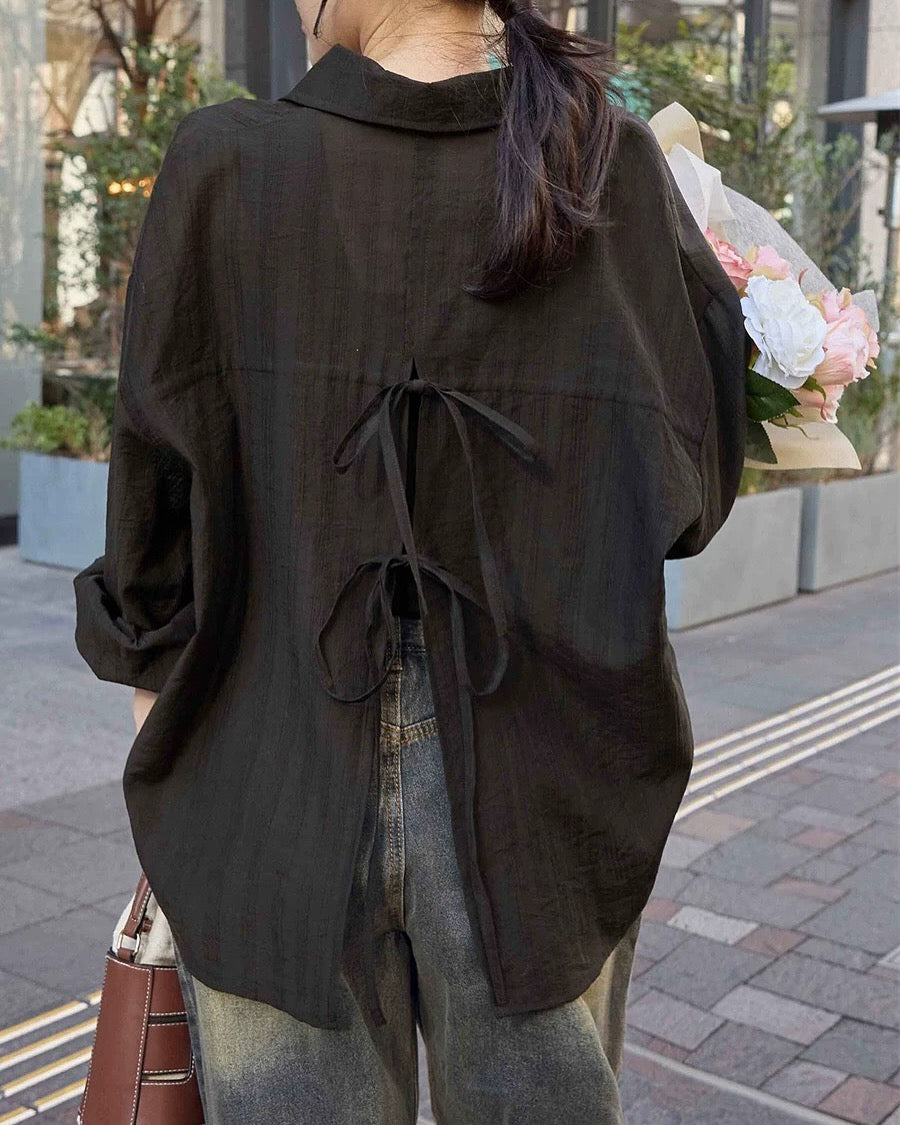 🇯🇵日本 後開衩緞帶蝴蝶結半透襯衫
◇ Japan Back slit ribbon sheer shirt
🔎 ɪᴛᴇᴍ ɴᴏ.: SS-jt274326