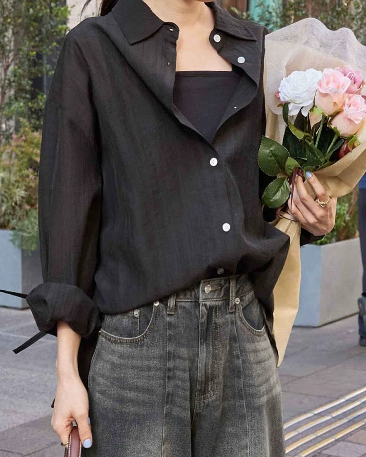 🇯🇵日本 後開衩緞帶蝴蝶結半透襯衫
◇ Japan Back slit ribbon sheer shirt
🔎 ɪᴛᴇᴍ ɴᴏ.: SS-jt274326