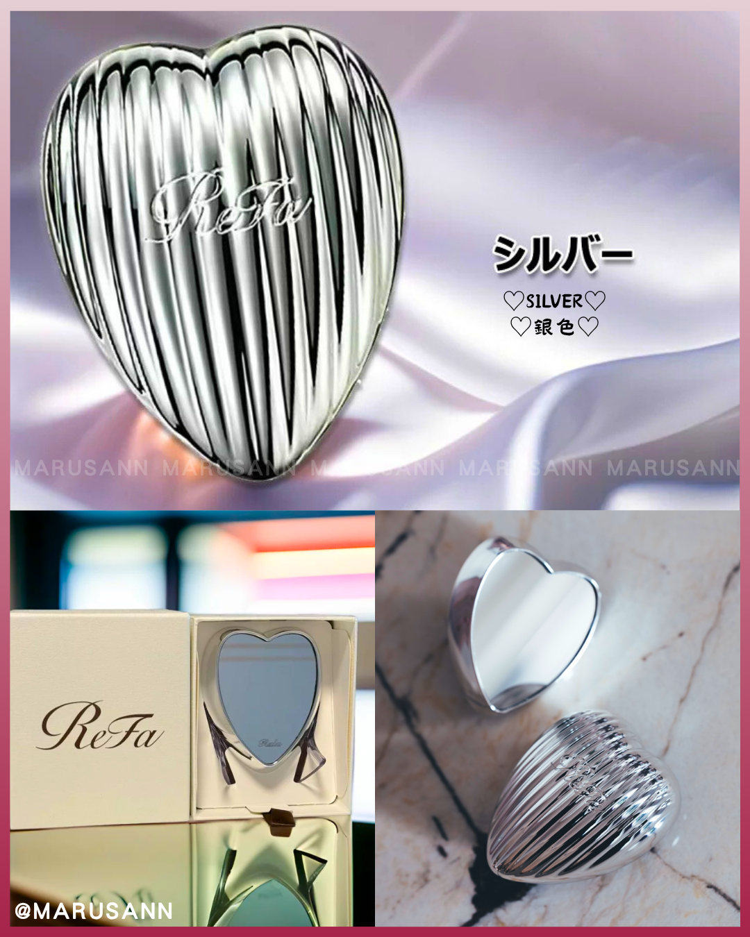 🇯🇵JAPAN♥ REFA Heart Brush Ray 3D Detangling Brush with Mirror\ Anti-static and anti-tangling! Mirror creates a full-function easy-to-carry comb / リファハートブラシレイ