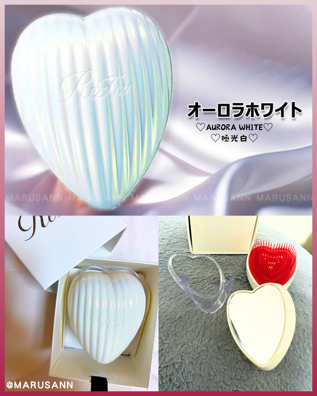 🇯🇵JAPAN♥ REFA Heart Brush Ray 3D Detangling Brush with Mirror\ Anti-static and anti-tangling! Mirror creates a full-function easy-to-carry comb / リファハートブラシレイ