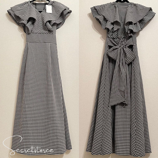 🇯🇵Japanese Plaid V-neck Ruffled Flared Dress One-piece ✨ ★ Product Code🔎 SS-jgta0500