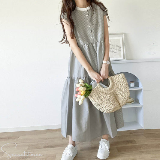 🇯🇵Japanese Back Ribbon Tiered One Piece French Sleeve Bow Dress (3 Colors) Product Code 🔎SS-jce107003600