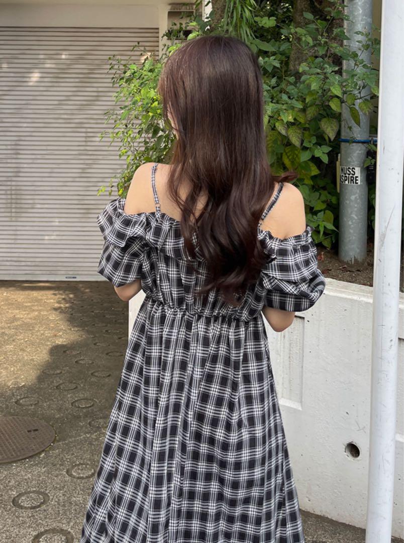 🇯🇵Japan Checked off-the-shoulder flared dress ◇ 日本 格紋露肩喇叭連身裙 🔎 ɪᴛᴇᴍ ɴᴏ:SS-jgnr3660