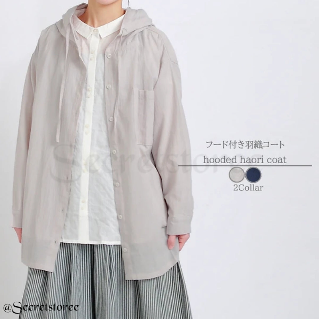 🇯🇵日本 │ 連帽純棉短身薄外套 Hooded Haori Coat(