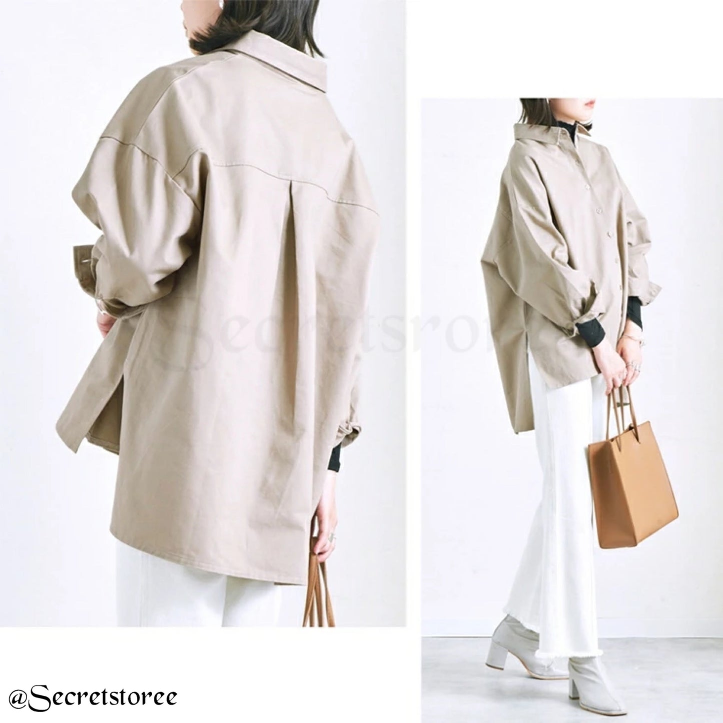 🇯🇵日本 │寬鬆袖Over size斜紋織襯衫 Volume Sleeve Oversized twill shirt SS-20308027