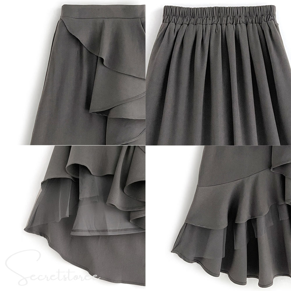 🇯🇵Japanese asymmetrical tulle ruffle skirt (2 colors) skirt スカート★ Product number🔎 SS-jgpu0240
