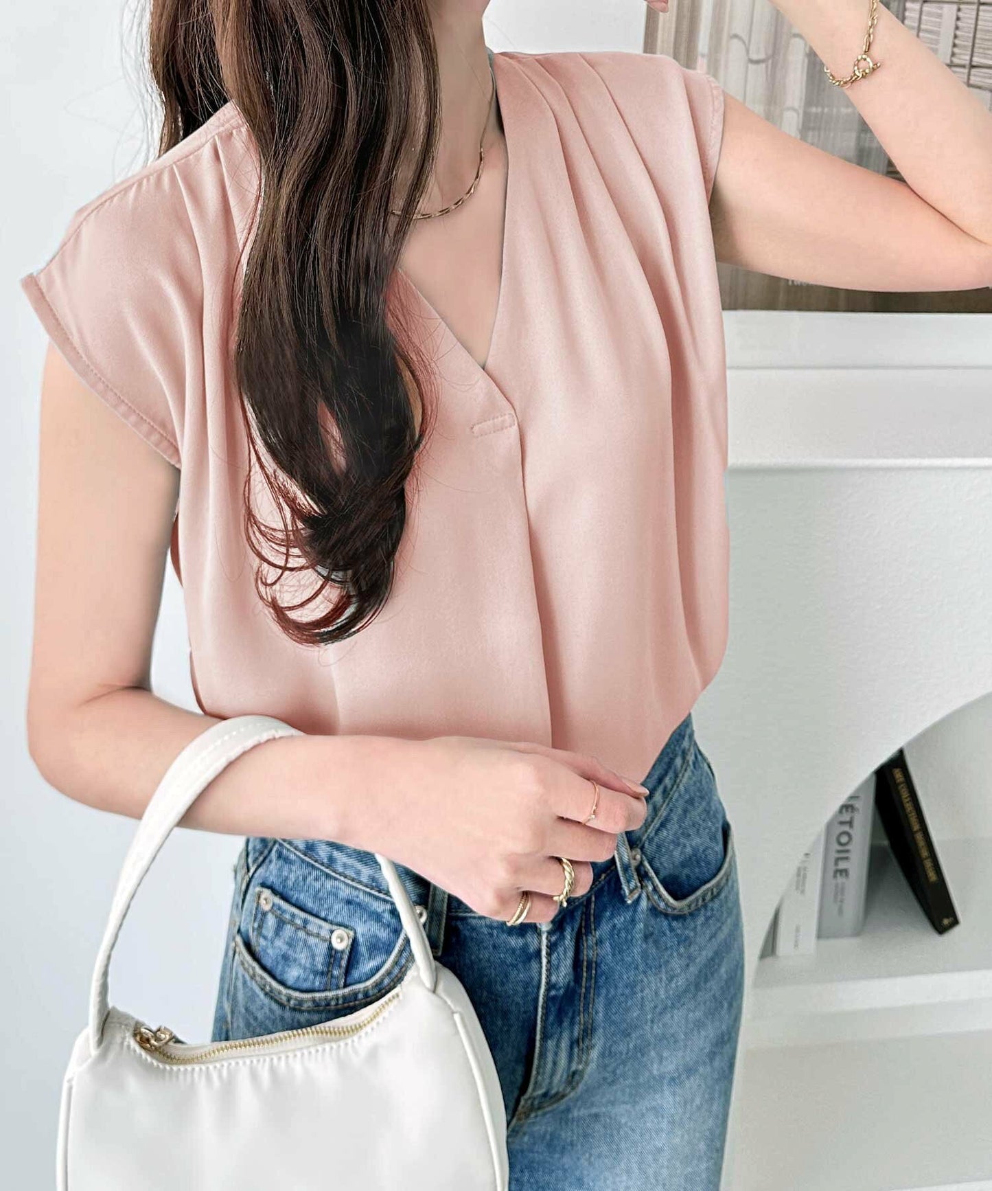 🇯🇵日本 褶皺設計的紳士上衣 Tucked design skipper blouse 🔎 𝐈𝐭𝐞𝐦 𝐍𝐨.: SS-jrr63274_200784