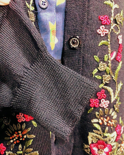 🇯🇵日本古著 Vintage Black Rose Outer 刺繡玫紅外套 🔎 ss-vin068