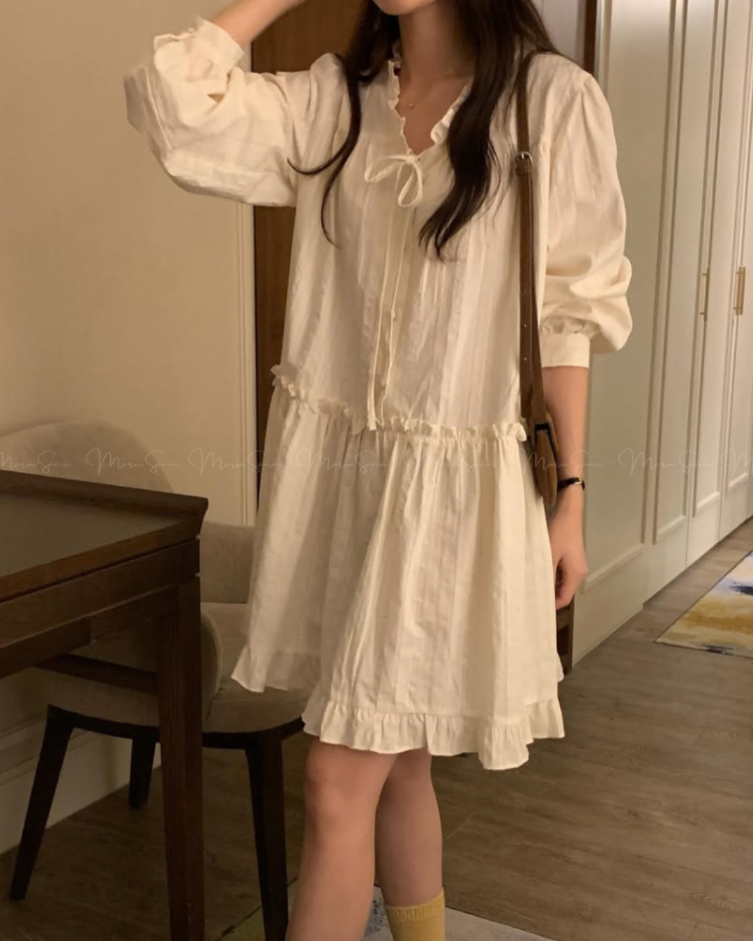 🇰🇷KOREA 
♥ 仙女感滿滿棉麻連身裙（2色入） SS-KSS99182518