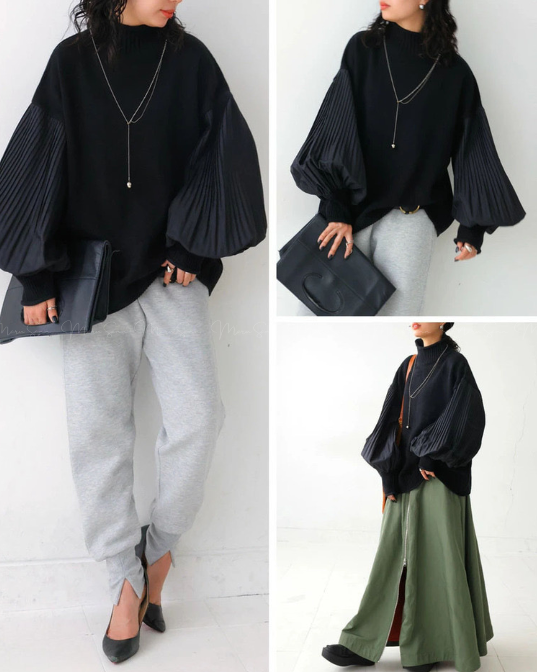 🇯🇵 JAPAN ♥ Pleated Sleeve Knit Top 皺褶袖針織上衣 ◍ 2色入 🔎 ɪᴛᴇᴍ ɴᴏ.： SS-jrhm2685