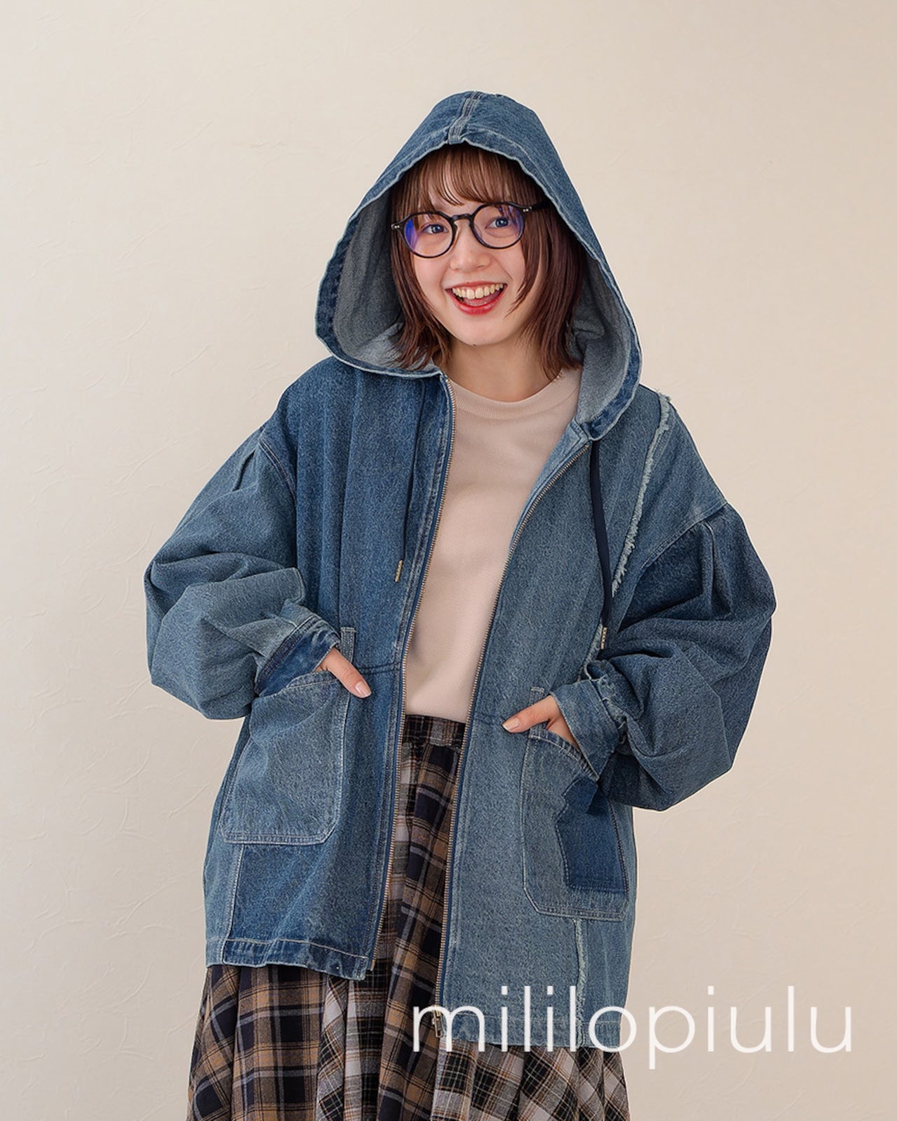 🇯🇵日本品牌 MILILOPIULU 🍂2024 new Rebuild switching denim hoodie 拼色牛仔外套 ★產品編號🔎 SS-jsst-224813