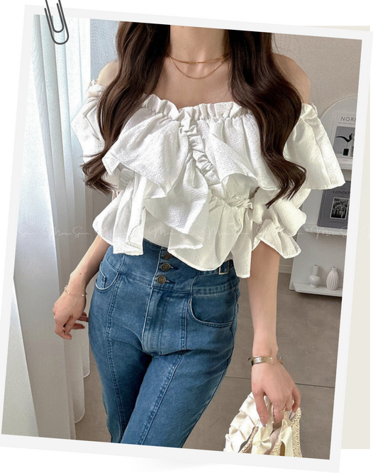 🇯🇵Japan 2-Way Cross Frill Blouse｜日本 2-Way雙向交叉荷葉邊襯衫上衣 🔎 ɪᴛᴇᴍ ɴᴏ：SS-jgpm7140