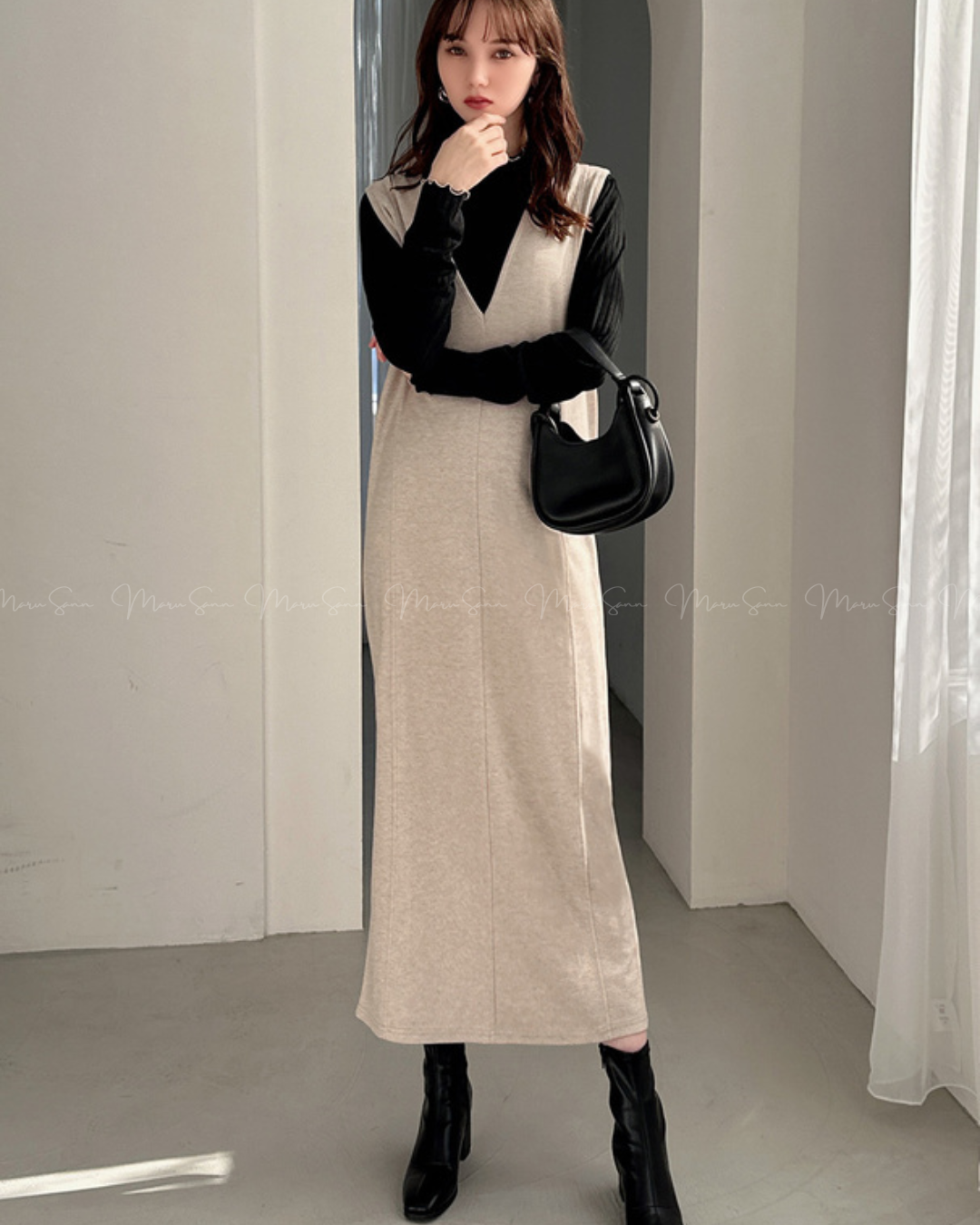 🇯🇵JAPAN ♥ Color-coordinated Mellow Tops and Jumper Skirt Set配色波浪邊上衣+背帶裙套裝 🔎 ɪᴛᴇᴍ ɴᴏ：SS-JGNH460