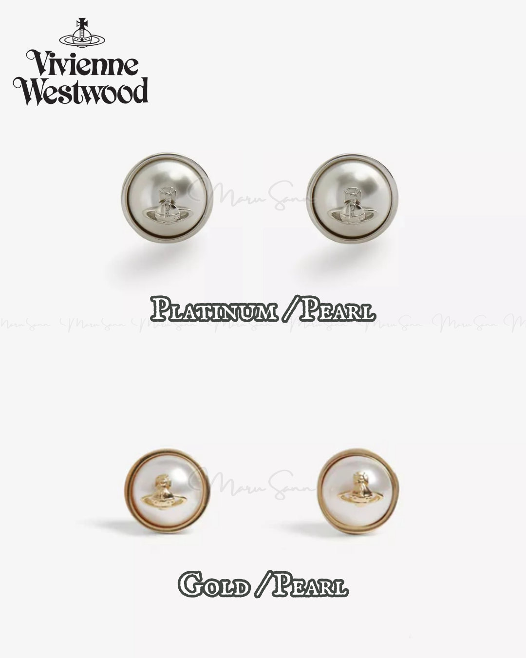 🇯🇵JAPAN ♥ VIVIENNE WESTWOOD🪐 JEWELLERY Olga brass and pearl stud earrings 西太后 黃銅珍珠耳環
