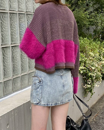 🇯🇵 JAPAN ♥ AS KNOW AS PINKY Feather yarn gradient knit sweater 羽毛紗線針織短版漸層女款毛衣 (3色入)   🔎 ɪᴛᴇᴍ ɴᴏ.： SS-jspn0659