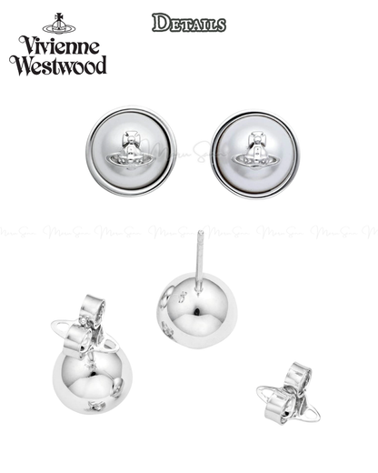 🇯🇵JAPAN ♥ VIVIENNE WESTWOOD🪐 JEWELLERY Olga brass and pearl stud earrings 西太后 黃銅珍珠耳環