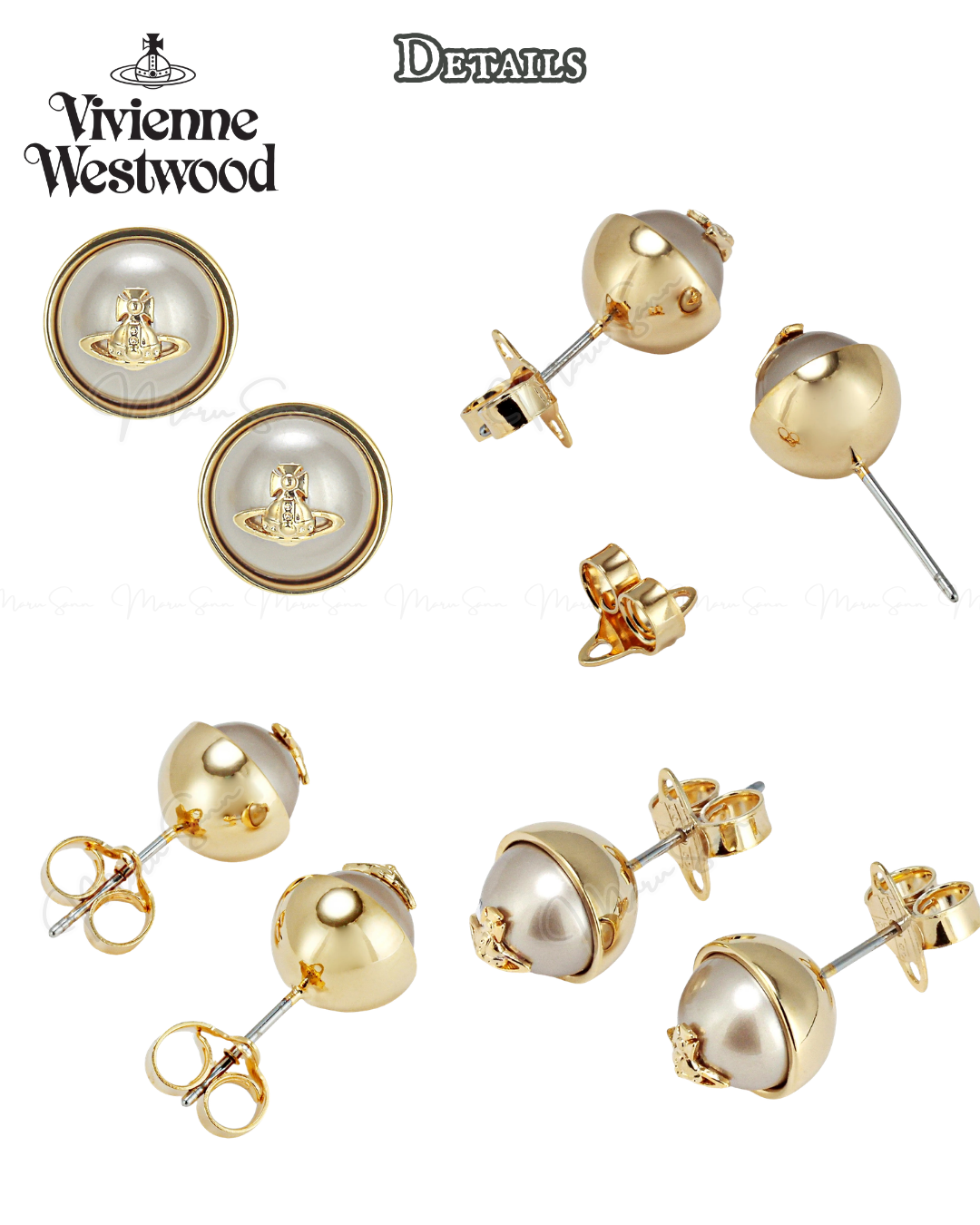 🇯🇵JAPAN ♥ VIVIENNE WESTWOOD🪐 JEWELLERY Olga brass and pearl stud earrings 西太后 黃銅珍珠耳環