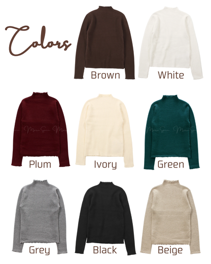 🇯🇵 JAPAN ♥ Ribbed High-neck Knit Sweater ♥ 裹起毛針織上衣 🔎 ɪᴛᴇᴍ ɴᴏ.： SS-jgru11520