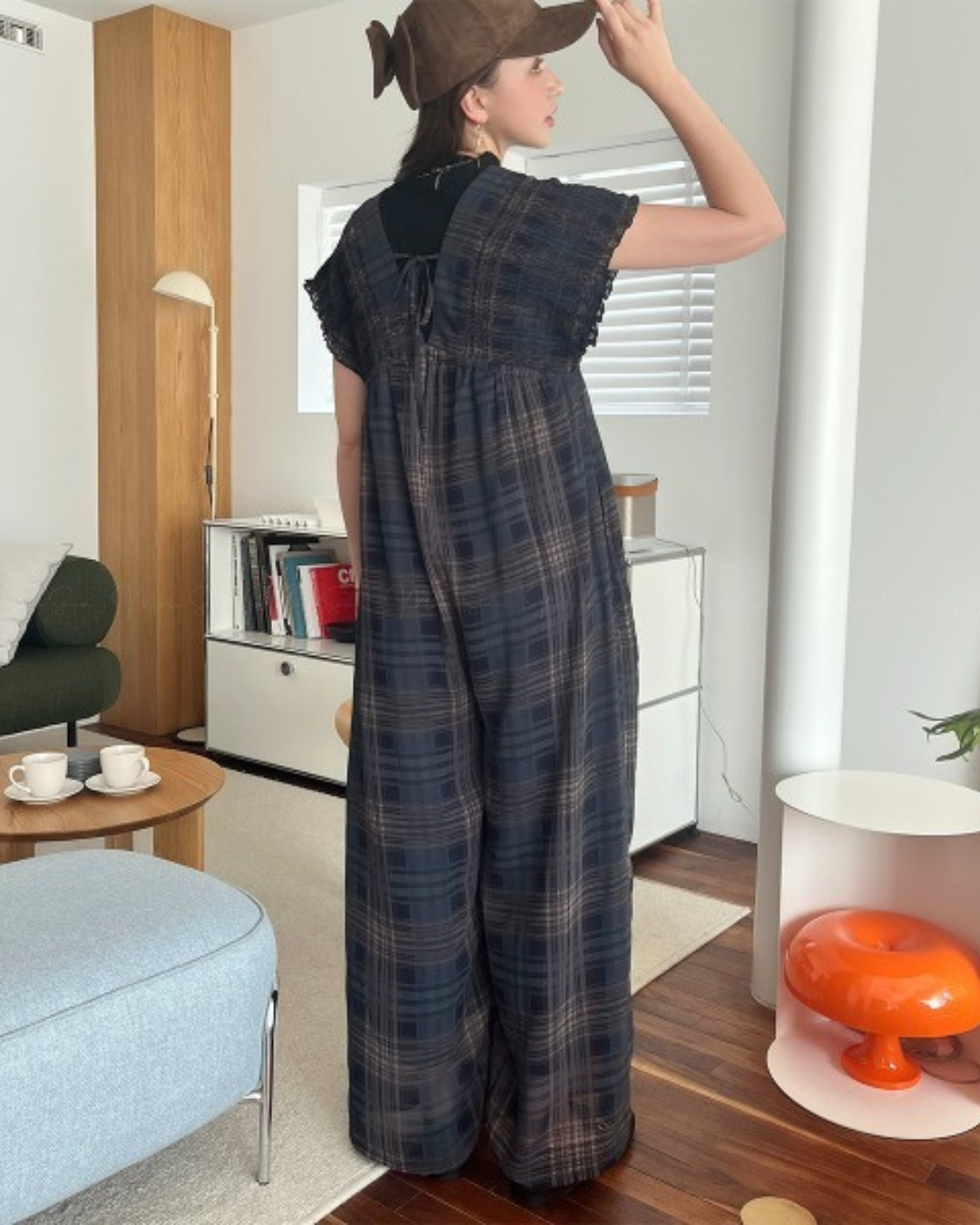 🇯🇵 JAPAN ♥ Rejoule Checkered Shirred Overalls ♥ Rejoule 格紋褶皺連身褲  🔎 ɪᴛᴇᴍ ɴᴏ：SS-JSR256510440