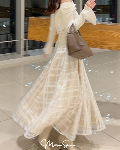 🇯🇵JAPAN ♥ 格紋薄紗喇叭裙 🧾 ɪᴛᴇᴍ ɴᴏ.：jltu1082