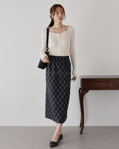 🇯🇵 JAPAN ♥  Ribbed knit top with square neck and ribbon choker ♥ 蝴蝶結桃心領坑紋 Knit (3色入)  🔎 ɪᴛᴇᴍ ɴᴏ：SS-JS31886