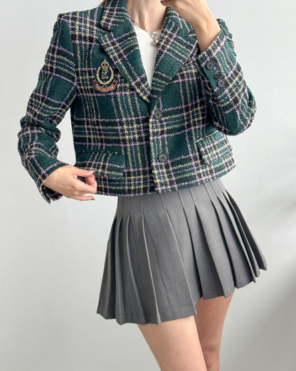 🇰🇷KOREA 
♥ 英倫風格仔短外套 checked outer SS-KSS99079410