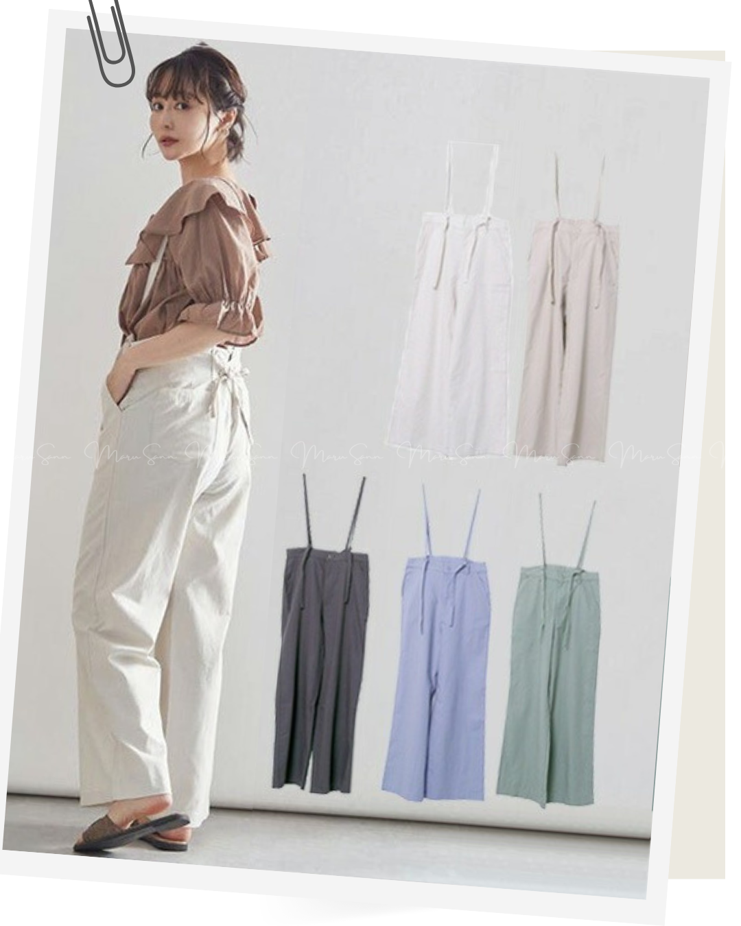 (InStock)🇯🇵Japan Cotton and linen suspenders with back ties and wide-leg pants ◇ 日本 棉麻吊帶後綁帶闊腿褲 🔎 ɪᴛᴇᴍ ɴᴏ：SS-jsr2175557
