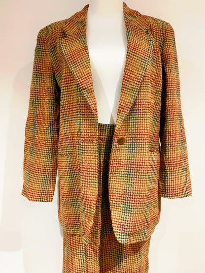 🇯🇵日本古著｜VintageClothes - 細彩色格紋羊毛西裝套裝 suit 🔎 ss-vin389