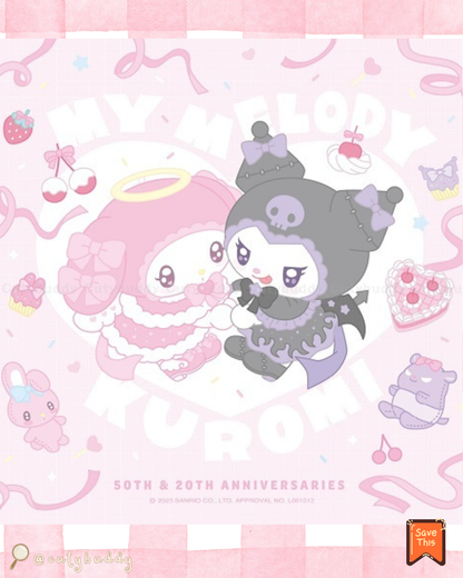 🇯🇵日本 ♡ Melody 天使與魔鬼系列毛公仔掛飾吊飾 MY MELODY & KUROMI 50TH & 20TH ANNIVERSARIES