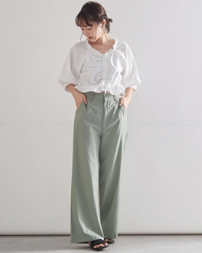 (InStock)🇯🇵Japan Cotton and linen suspenders with back ties and wide-leg pants ◇ 日本 棉麻吊帶後綁帶闊腿褲 🔎 ɪᴛᴇᴍ ɴᴏ：SS-jsr2175557