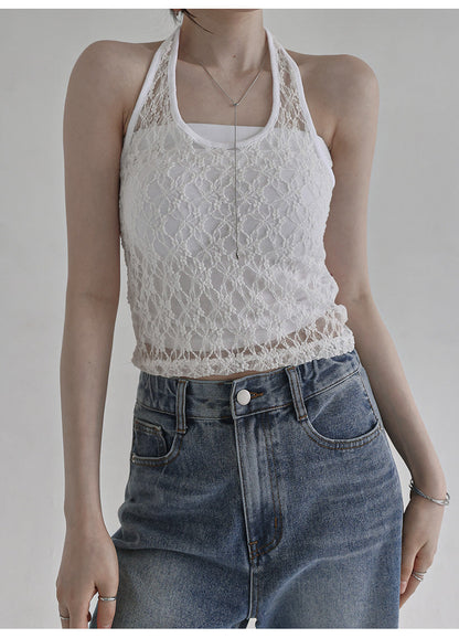 🇰🇷KOREA ♥ Lace halter top 蕾絲掛頸背心 ks98235361