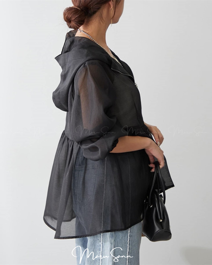 🇯🇵JAPAN ♥ Loose-fitting, sheer blouse shirt in sheer fabric

薄紗寬鬆版型透視感襯衫外套 🔎 ɪᴛᴇᴍ ɴᴏ.： ss-jt0380