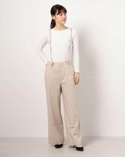 (InStock)🇯🇵Japan Cotton and linen suspenders with back ties and wide-leg pants ◇ 日本 棉麻吊帶後綁帶闊腿褲 🔎 ɪᴛᴇᴍ ɴᴏ：SS-jsr2175557