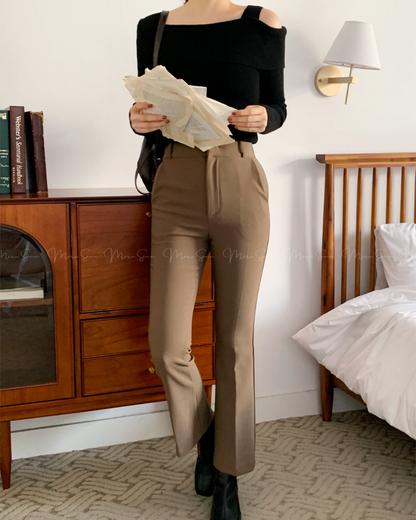 (UK🇬🇧)🇰🇷KOREA ♥ Unbalanced Off-Shoulder Knitwear ♥ 熱銷商品 奶油色不對稱露單肩針織衫 (4色入)  🔎 ɪᴛᴇᴍ ɴᴏ：SS-KSS93544093